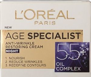 Krema za obraz proti gubicam L’Oreal, Age Specialist, nočna 55+, 50 ml