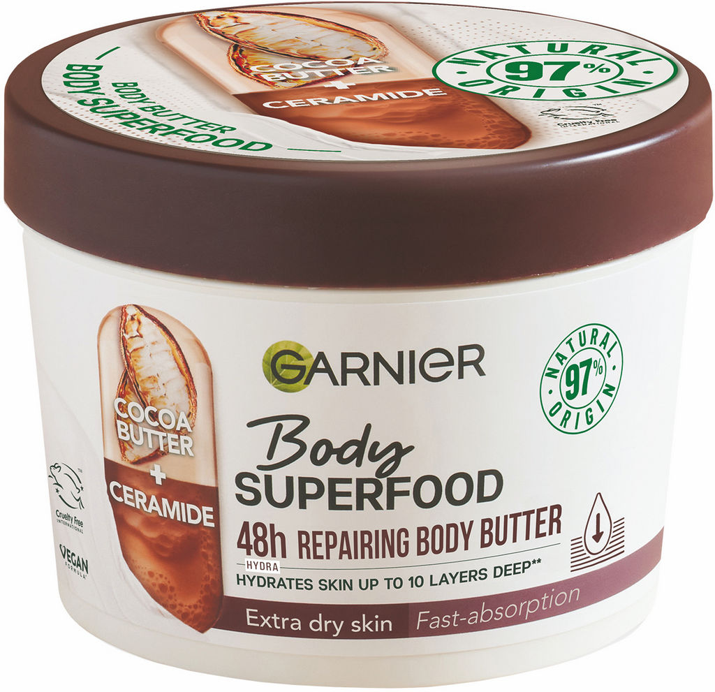 Maslo za telo Garnier, Body Superfood, kakavovo maslo, ceramid, 380 ml