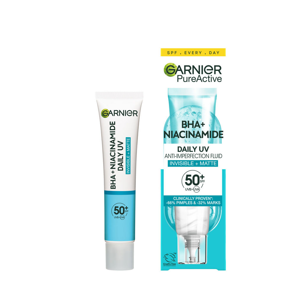 Garnier Pure Active mat fluid za zaščito pred soncem zoper nepravilnosti, z visoko zaščito SPF 50+