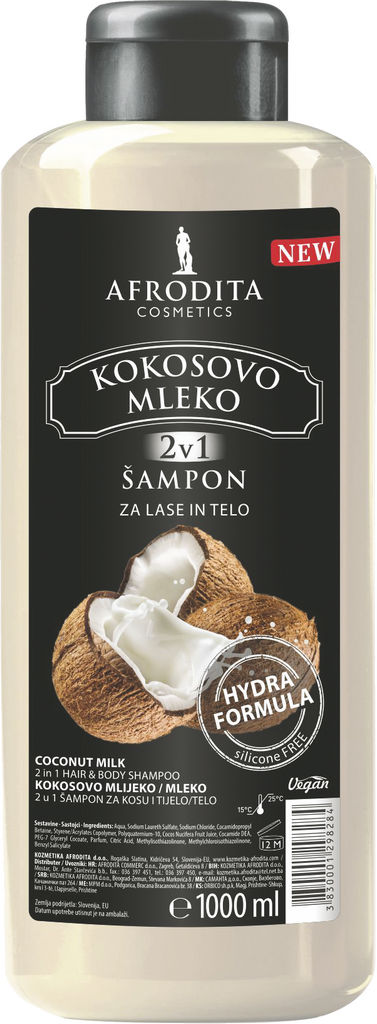 Šampon za lase Afrodita, Kokosovo mleko, 1 l