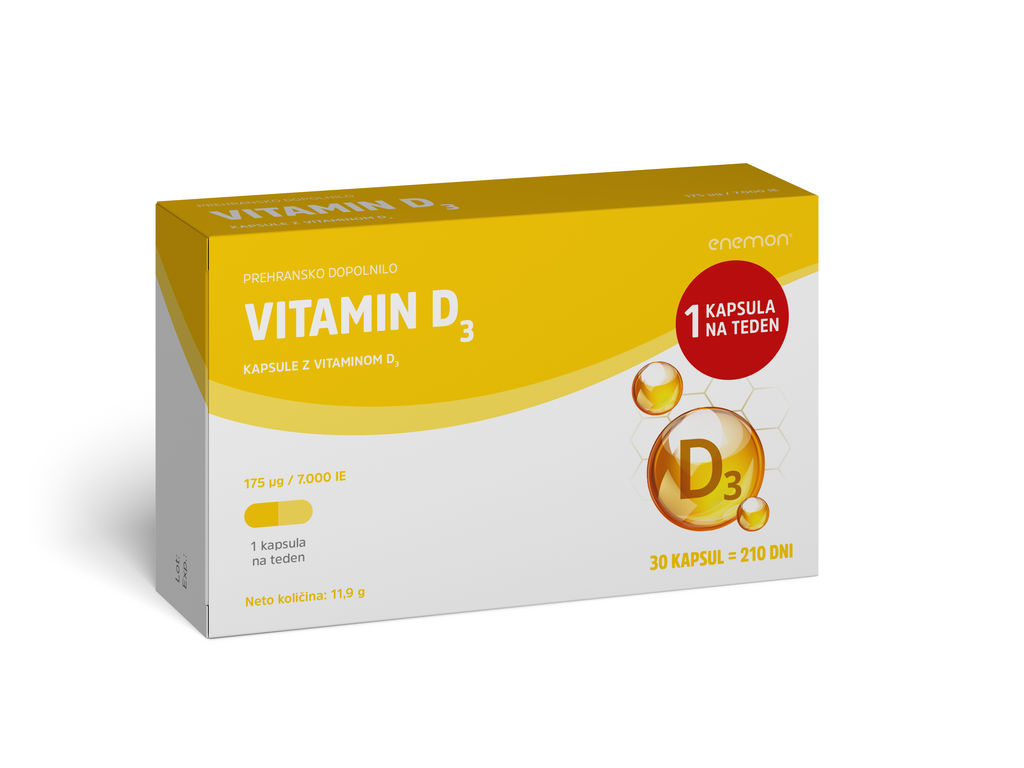 Prehransko dopolnilo, Enemon Vitamin D3, 30 kapsul