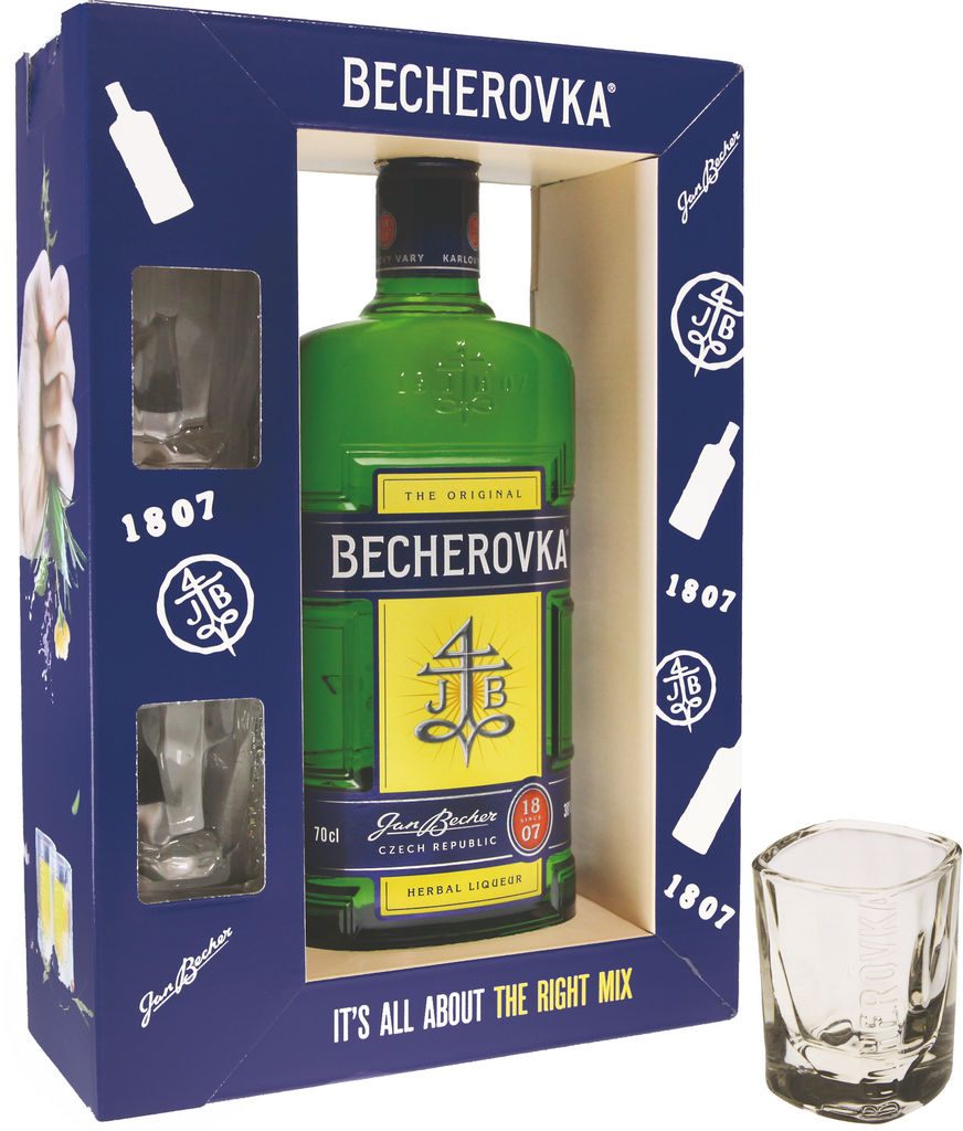 Becherovka alk.38 vol%, +2 kozarca, 0,7l