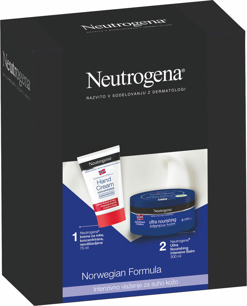 Darilni set Neutrogena, Hand & Body – S, krema za roke 75 ml + balzam za telo 300 ml