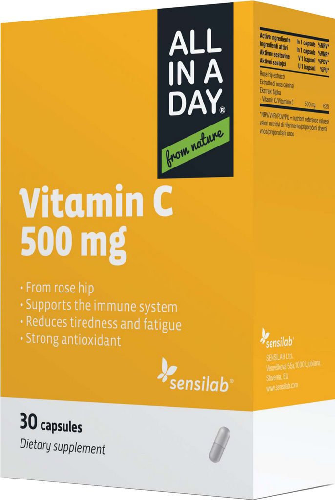 Prehransko dopolnilo Sensilab, ALL IN A DAY Vitamin C 500mg, 30 kapsul