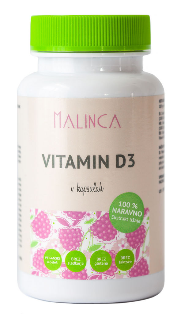 Prehransko dopolnilo Malinca, Vitamin D3, 60 kapsul