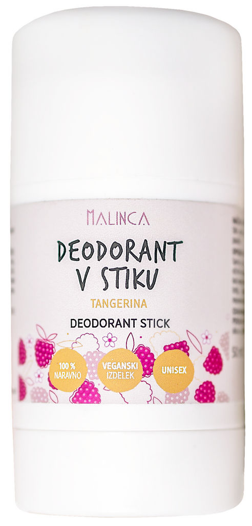 Deodorant v stiku Malinca, Tangerina, naravni, 50 ml