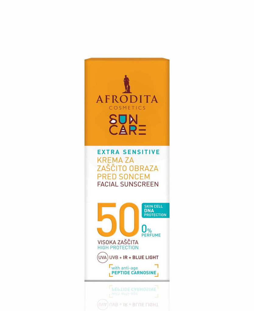 Krema za zaščito obraza pred soncem Afrodita, extra sensitive, SPF50, 50 ml