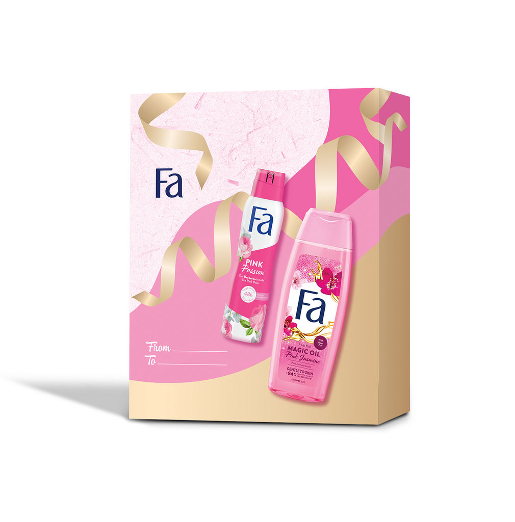 Darilni set Fa, Pink Passion, Valentinovo box, ženski, tuš gel 250 ml + deo 150 ml