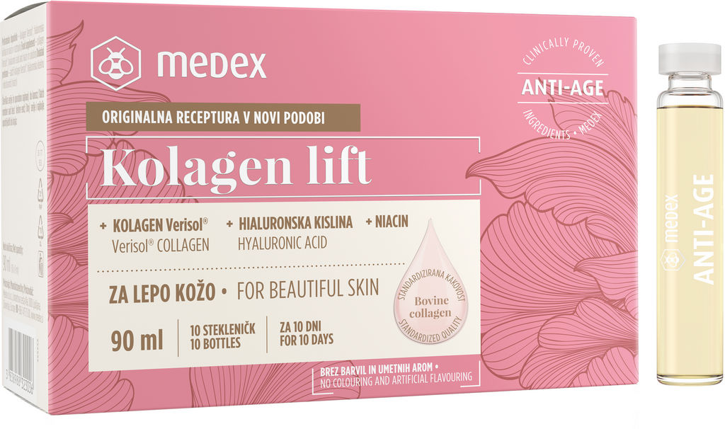 Prehransko dopolnilo Medex Kolagenlift za mladostno kožo, 10 x 9 ml