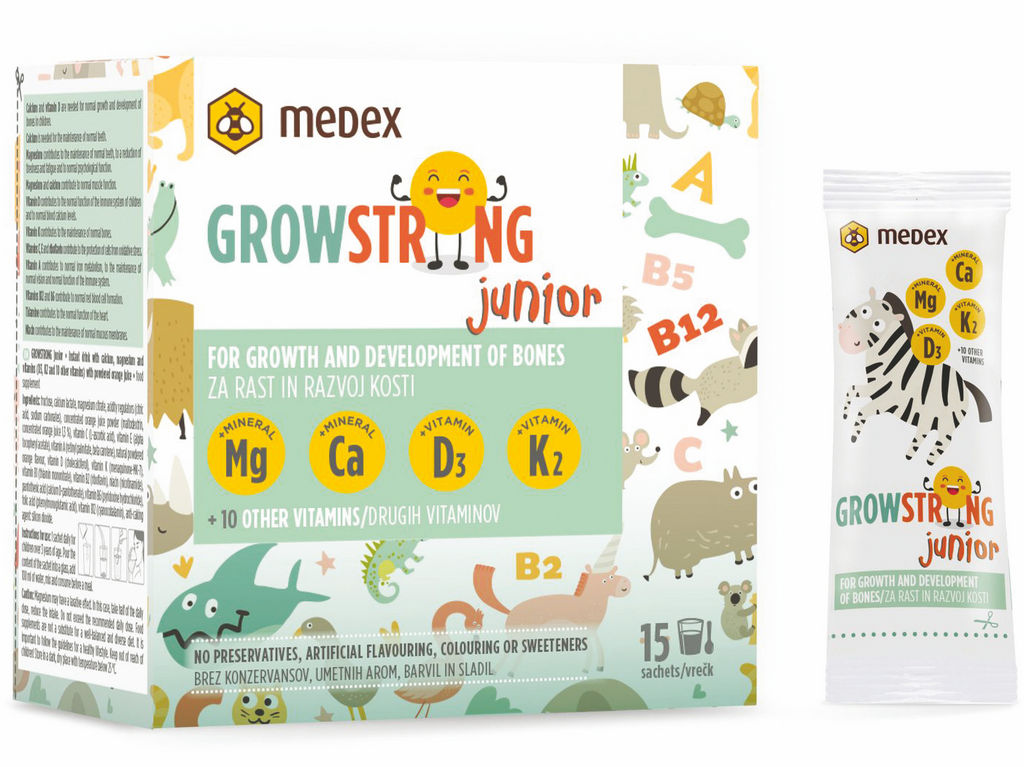 Instant napitek Medex, Growstrong Junior, 15 vrečk po 8 g
