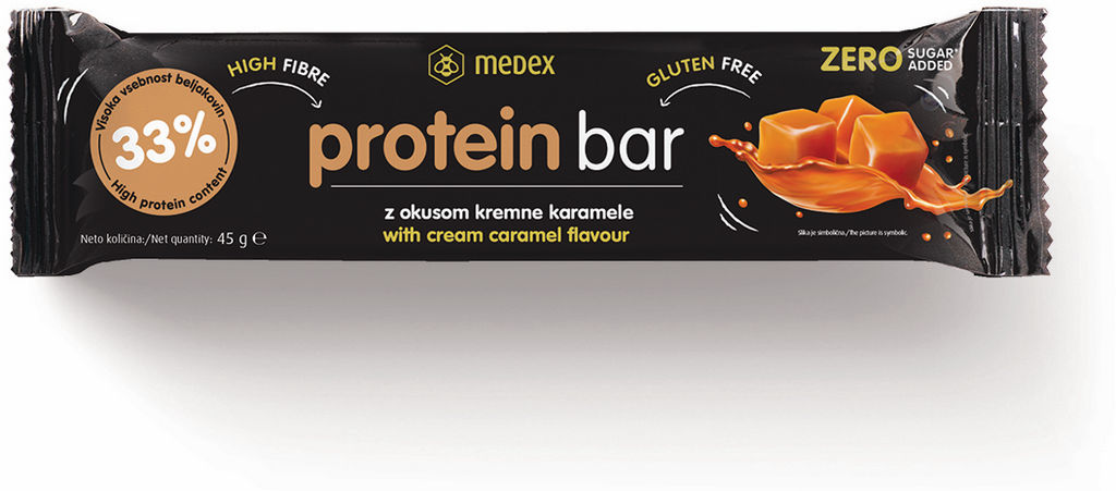 Ploščica Medex, proteinska, kremna karamela, 45 g
