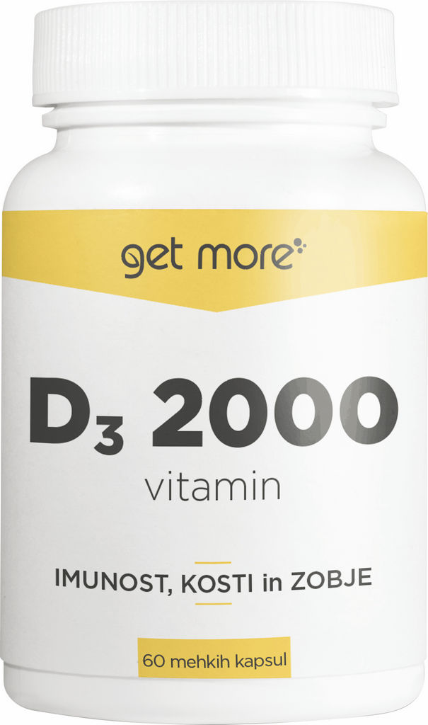 Prehransko dopolnilo Get More,  Vitamin D3 2000, 60 kapsul