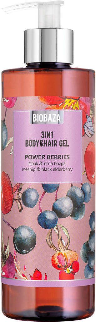 Gel za prhanje Biobaza, Power Berries, Body & Hair, 400 ml