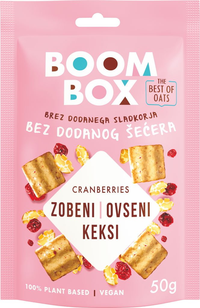 Keksi Boom Box ovseni, brusnica, 50 g