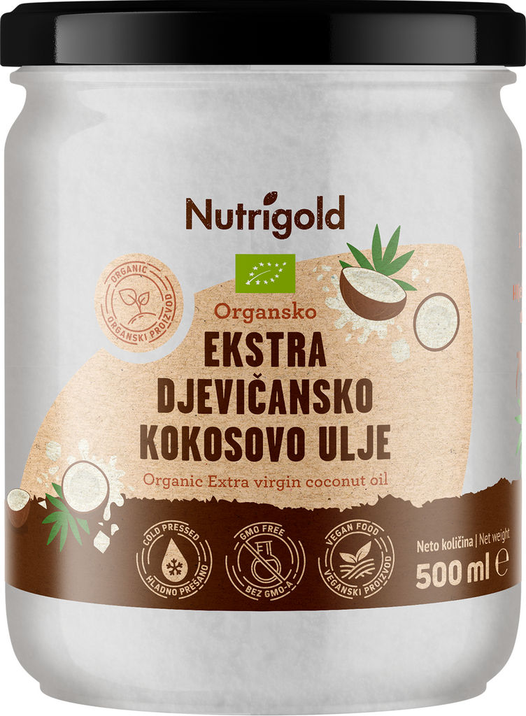 Olje kokosovo Bio Nutrigold, ekstra deviško, 500 ml