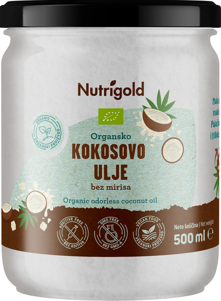 Olje kokosovo Bio Nutrigold, brez vonja, 500 ml