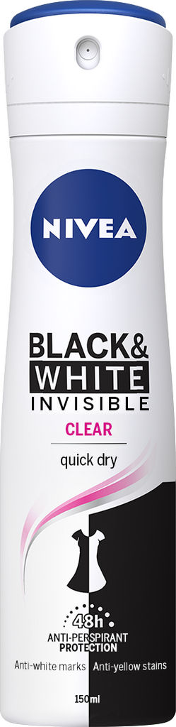 Dezodorant Nivea, Black & White Clear, sprej ženski, 150 ml