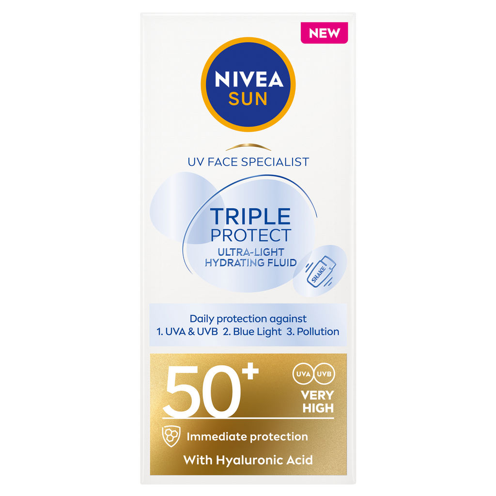Krema za obraz Nivea Sun, Triple Protect ultralahki fluid, ZF 50, 50 ml