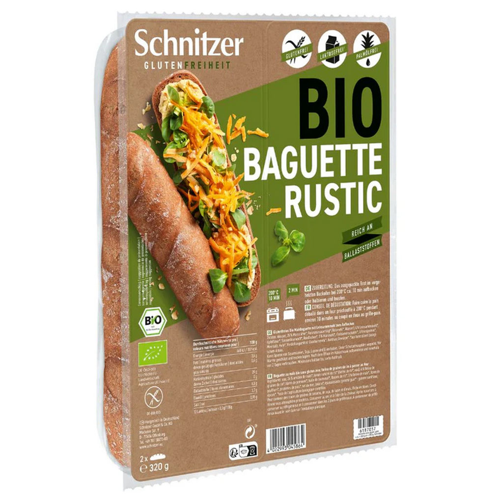 Schnitzer Bio brezglutenska koruzna štručka z laneno moko Baguettini Rustic, 200 g