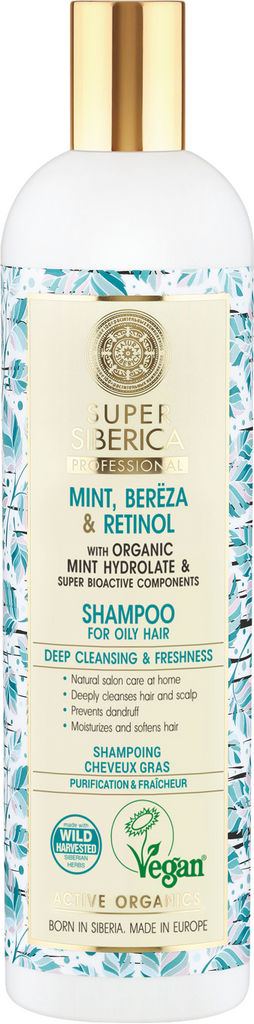 Šampon za lase Super Siberica, meta breza za mastne lase, 400 ml