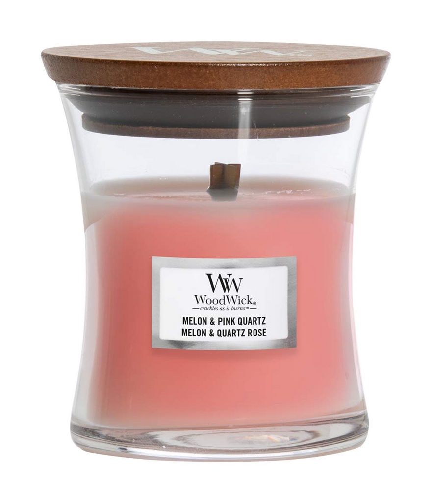 Sveča dišeča WoodWick, melon & pink quartz, classic mini
