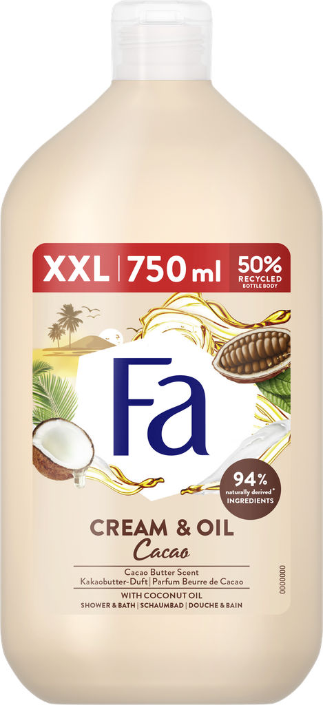 Gel za prhanje Fa, Cream & Oil Cacao, 750 ml