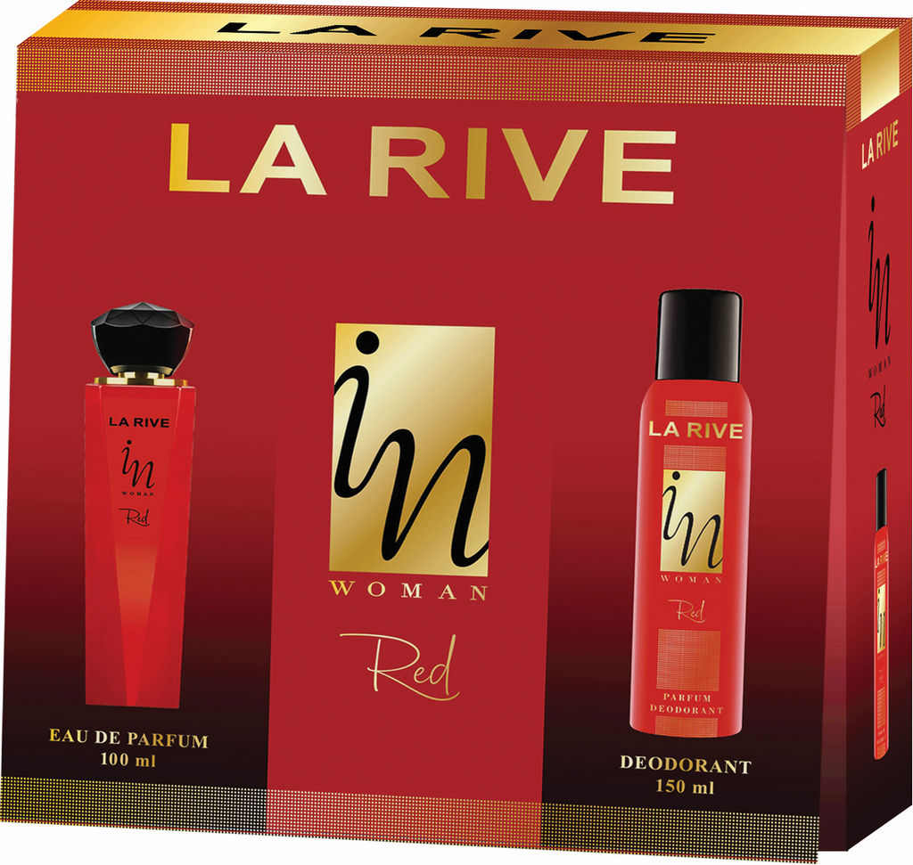 Darilni set La Rive, In Woman Red, ženski, parfumska voda 100 ml + deo 150 ml