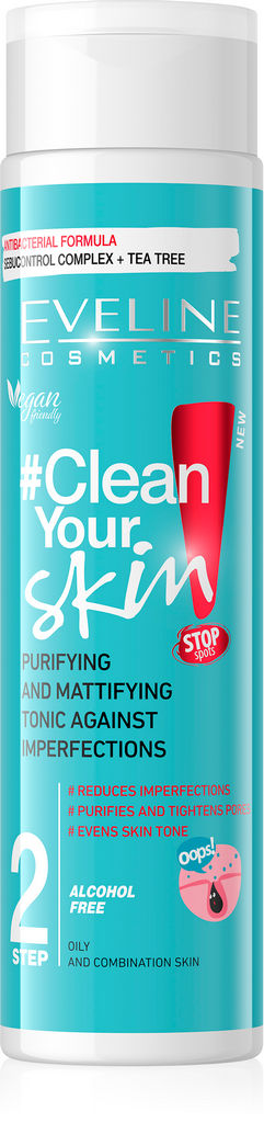 Tonik čistilni za obraz Eveline, Clean your skin 2, 225 ml