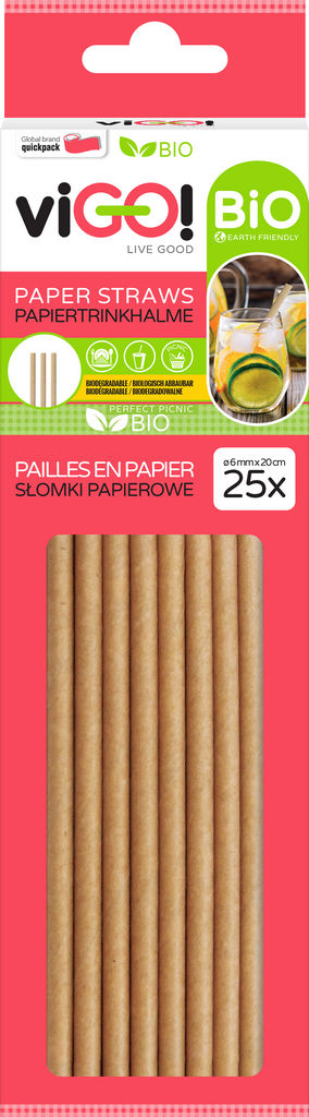 Slamice Bio viGO!, papirnate, rjave, 20 cm, 25/1