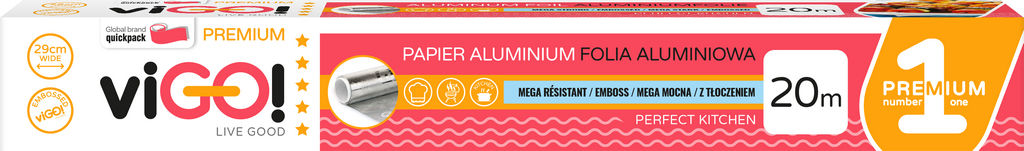 Aluminijasta folija viGO!, premium, v škatli, 20 m