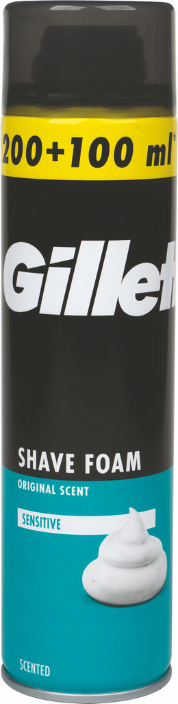 Pena za britje Gillette, sensitive, 200 + 100 ml