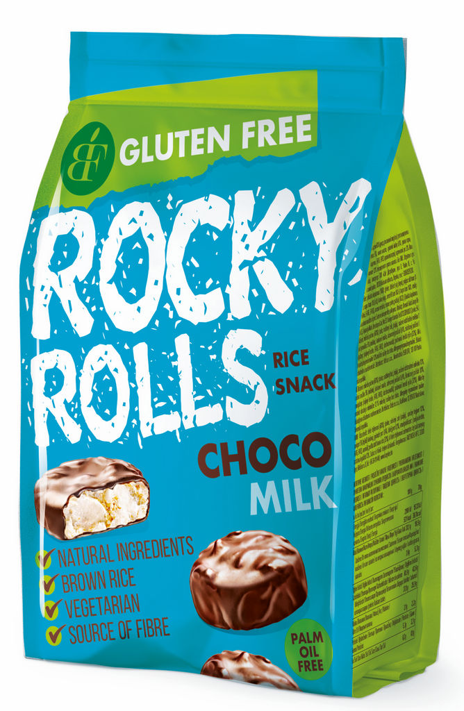 Vaflji riževi Rocky rolls, čokolada in mleko, 70 g