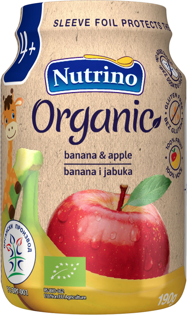 Kašica Nutrino, banane, jabolka, z vitaminom C, 190 g