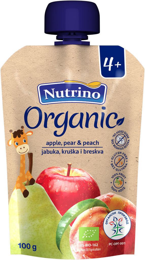 Blazinica Nutrino, jabolka, hruške, breskev, vitamin C, 100 g