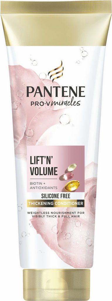 Balzam Pantene Lift’N’Volume za goste lase z biotinom in brez silikona, 160 ml.