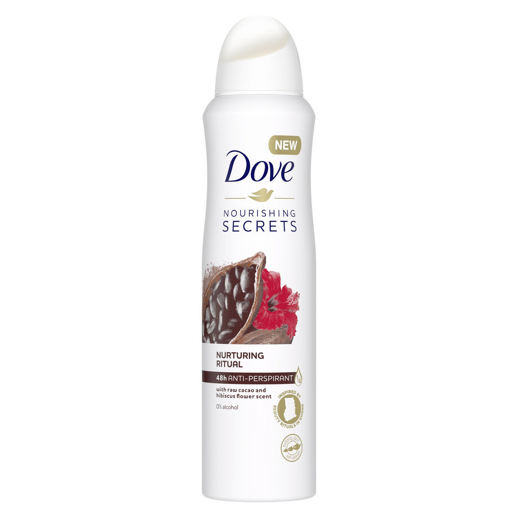 Dezodorant sprej Dove, raw cacao & hibiscus, 150 ml