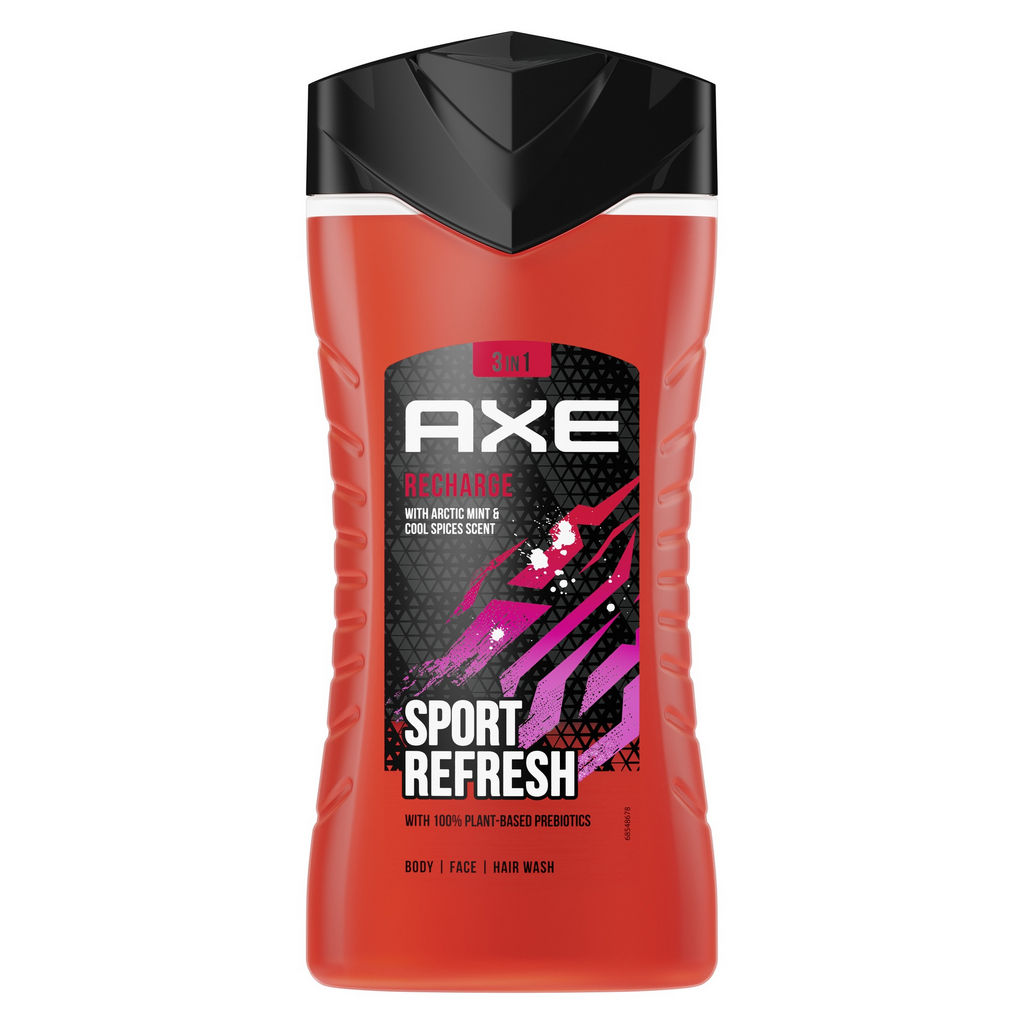Gel za prhanje Axe, Recharge, Sport Refresh 3 v 1, 250 ml