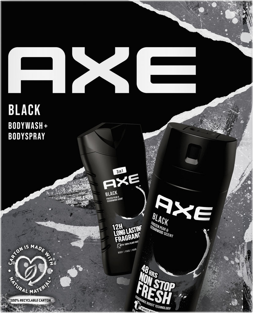 Darilni set Axe, Black, deodorant v spreju, gel za prhanje