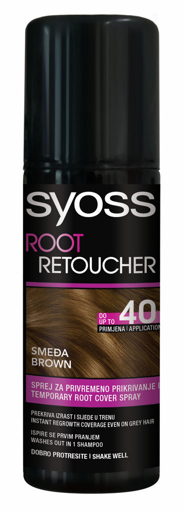 Sprej Syoss Root Retoucher za prekrivanje lasnega narastka srednje rjava, 75ml