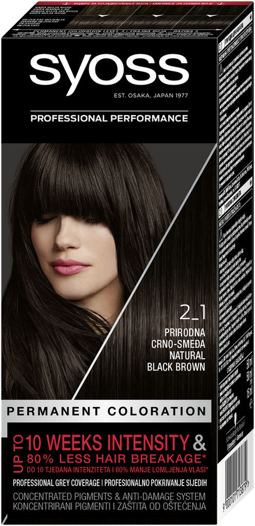 Barva za lase Syoss, 2 – 1, Natural Black Brown