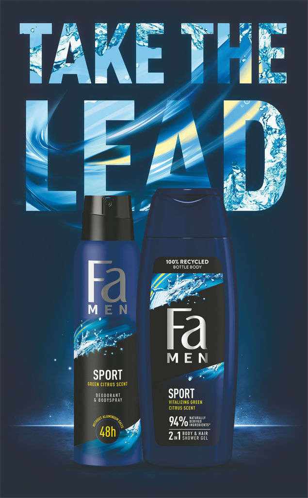Darilni set Fa Men, Sport Active, gel za tuširanje 250 ml, dezodorant 150 ml