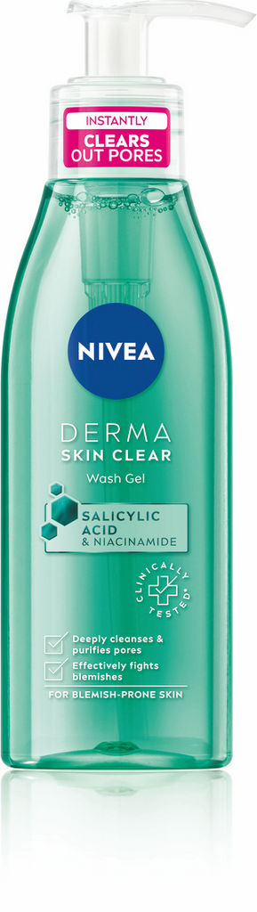 Gel, Nivea, Derma Skin Clear, čistilni proti nepravilnostim na koži, 150 ml
